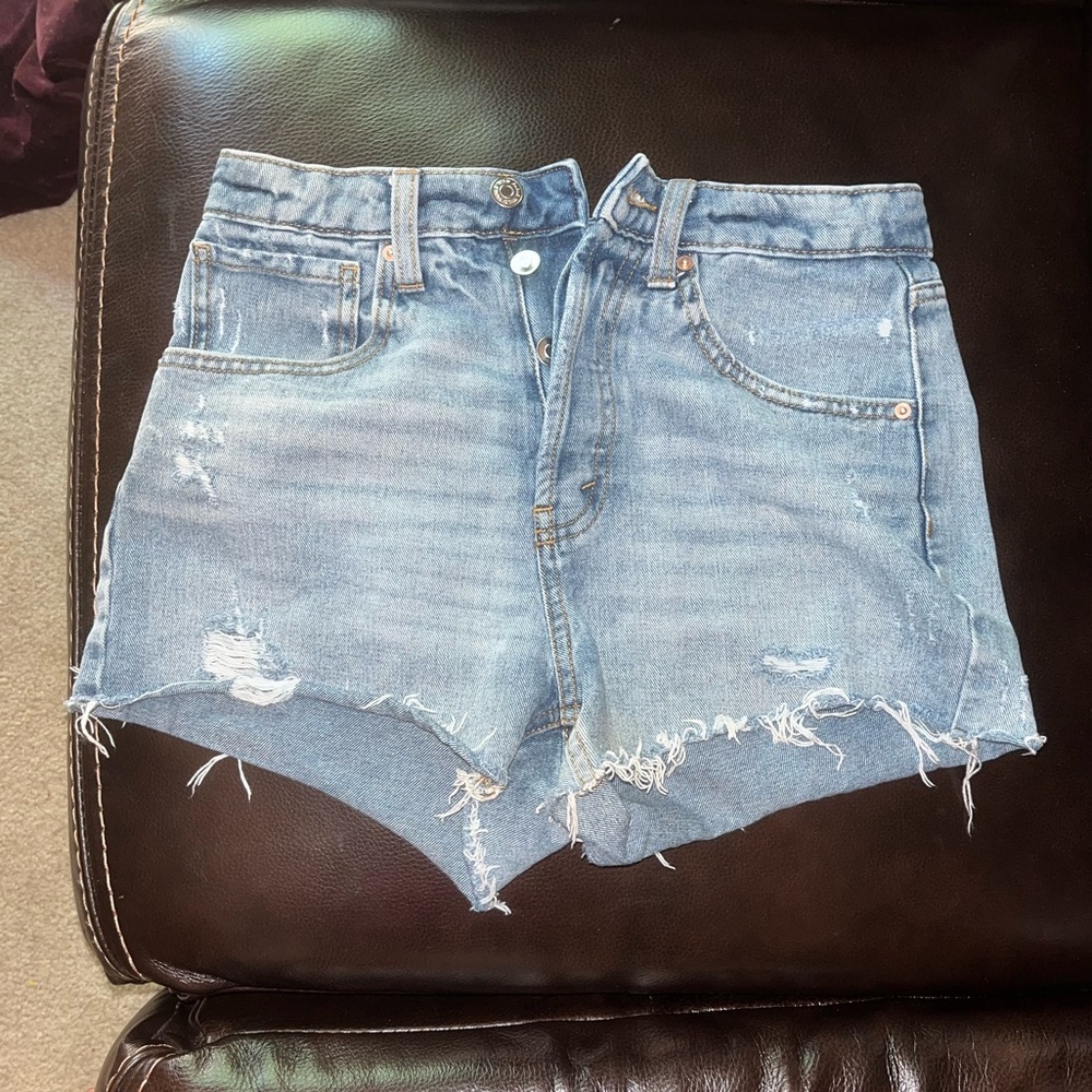 Wild Fable Blue Distressed Jean Shorts Button Fly